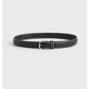 TOTEME - slim grained-leather belt in black size 70